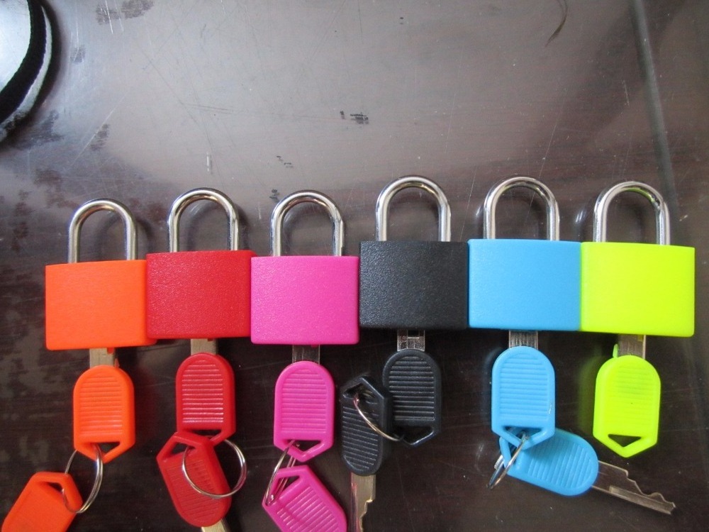 wholesale 20mm plastic ABS cover small brass colorful padlock with key