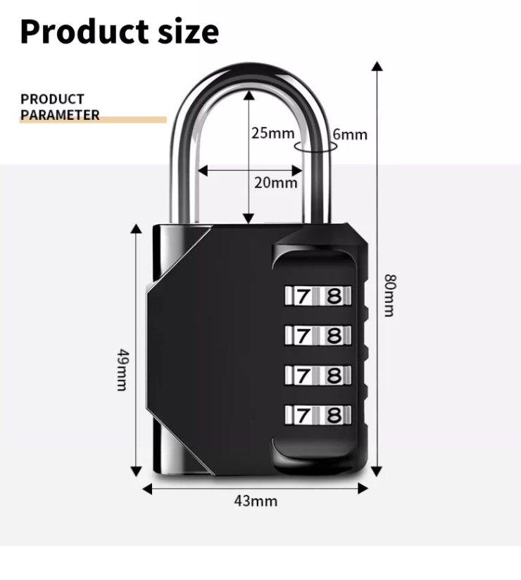 Square Heavy Duty Custom Logo Digital 3 Digit Code Waterproof Safety Lock Combination Padlock with Combination for Gym