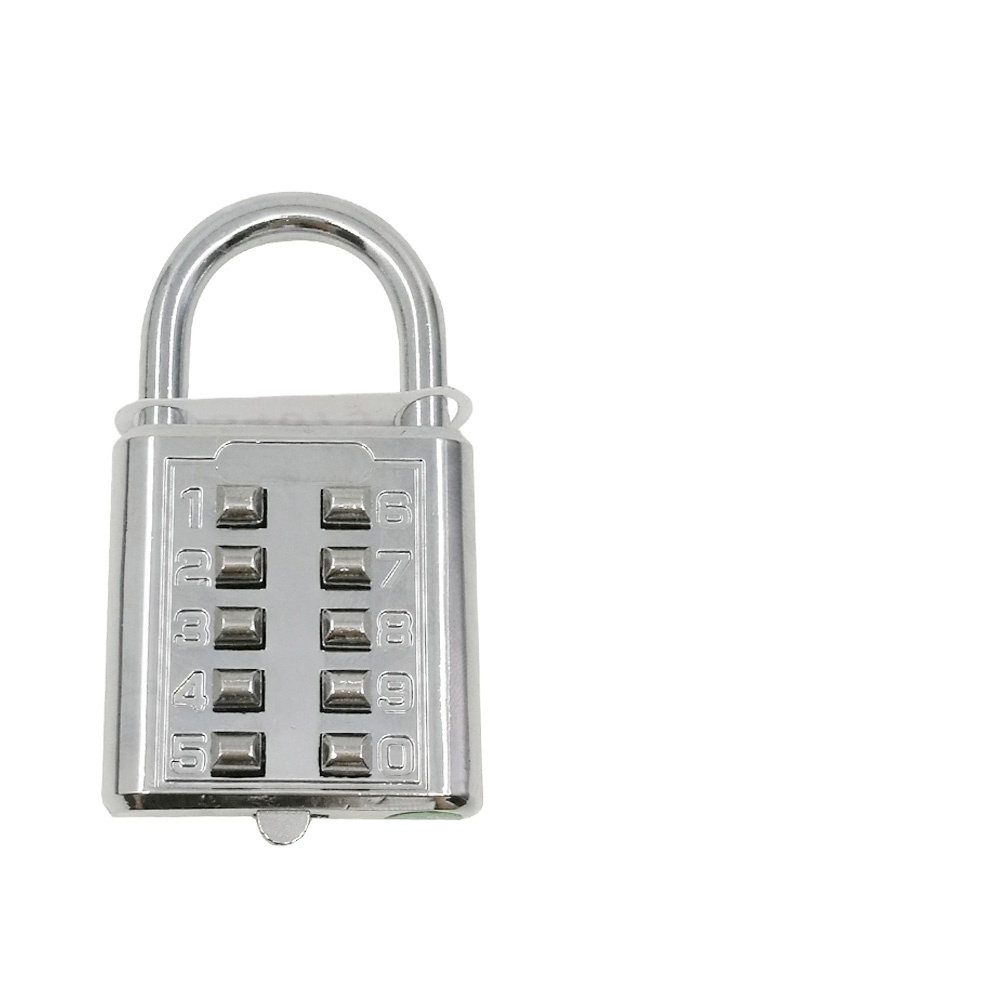 Lock factory produce press number sliver password 10 Push button padlock