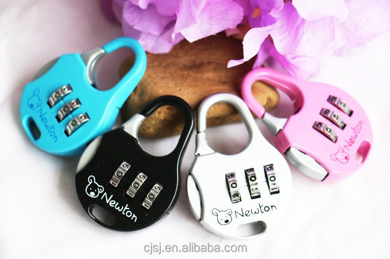 Bag password metal material mini cute lock luggage combination padlock with 3 security code