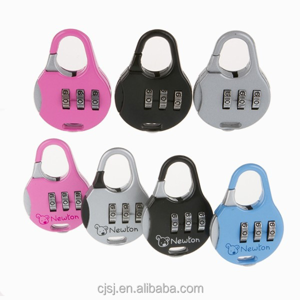 Bag password metal material mini cute lock luggage combination padlock with 3 security code