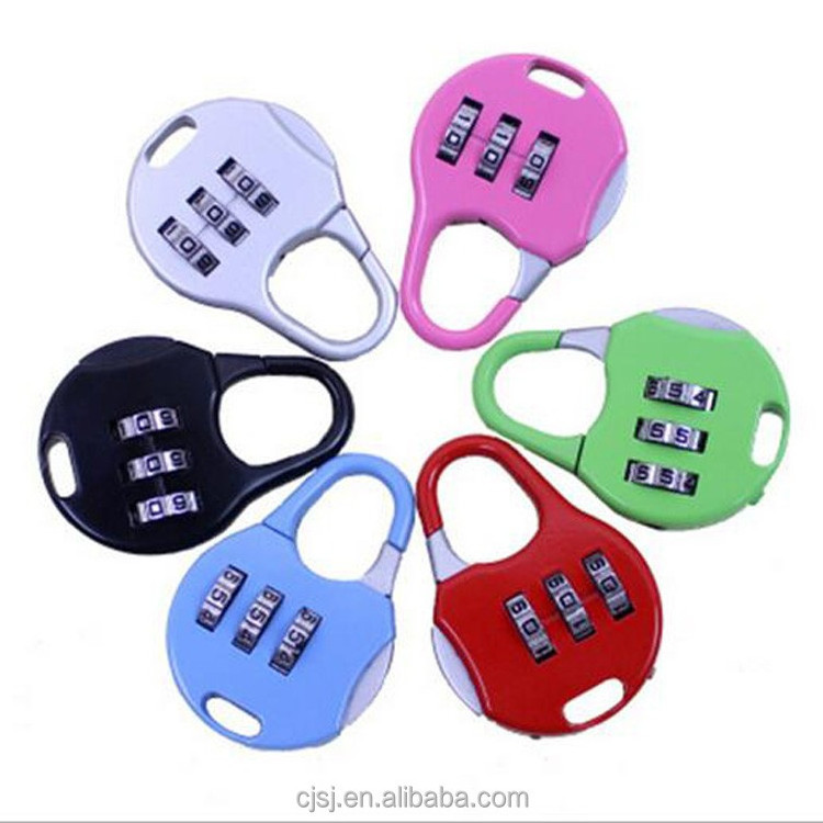 Bag password metal material mini cute lock luggage combination padlock with 3 security code