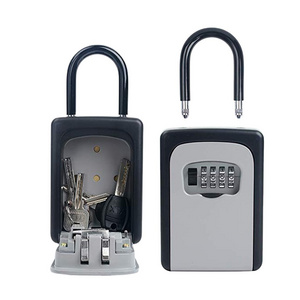 Outdoor Storage Waterproof Key Hide Box Portable Combination Lock box With Hanger Shackle  Key Safe Box