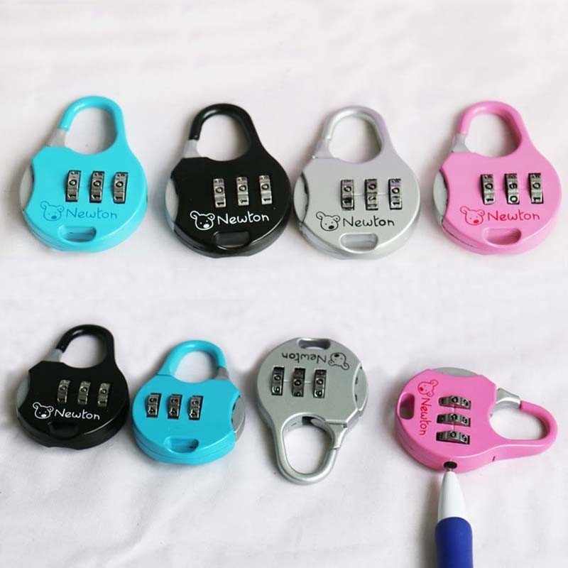 CH-15B 3 dial number mini pink color cute shape metal luggage combination lock