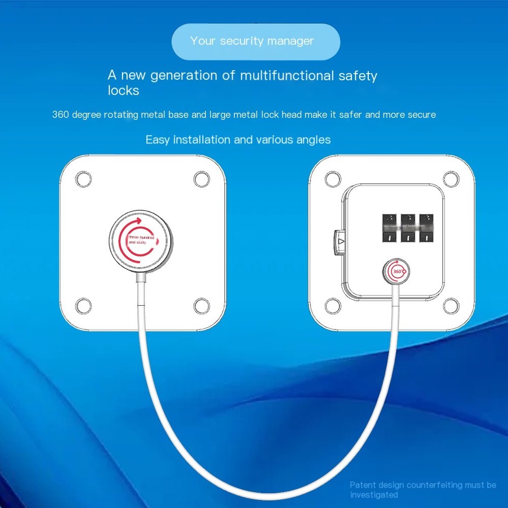 Safety 3 Digits Combination Fridge Freezer Door Cable Padlock Security Refrigerator Gate Combination Wire Password Lock