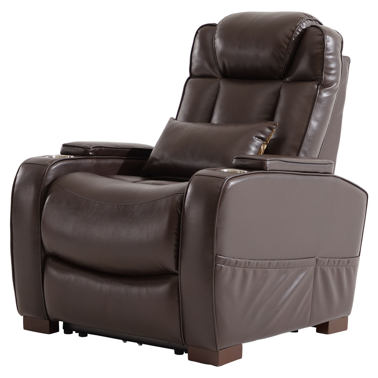 Theater Seating Sofa Power Recliner Chair with Adjustable Headrest  with USB Charging Port and 2 Cup Holders Home Cinema Chair