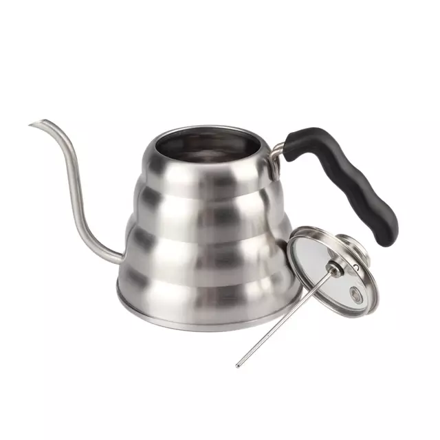 Food Grade Stainless Steel Water Kettle 1.2L Pour Over Gooseneck Coffee Kettle With Thermometer