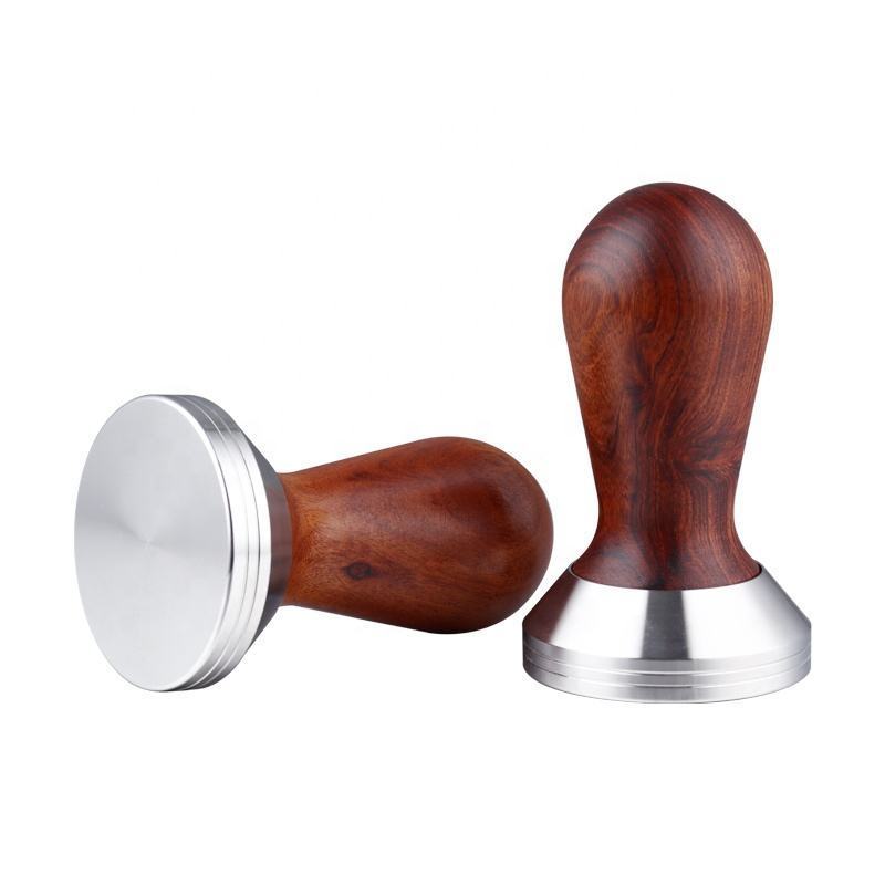 A Small Manual Pressing Coffee Distributor & Tamper 49mm 51 53mm 54mm 58 mm Flat Base Coffee Tampers Wooden With Wood Handle