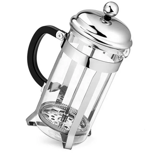 Factory classic S/S 304 Coffee Plunger with lid french press coffee and tea maker Portable Borosilicate Glss coffee presss