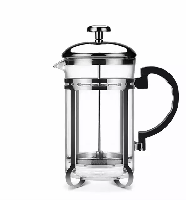 Factory classic S/S 304 Coffee Plunger with lid french press coffee and tea maker Portable Borosilicate Glss coffee presss