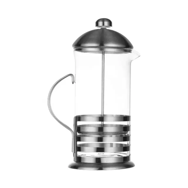 Factory classic S/S 304 Coffee Plunger with lid french press coffee and tea maker Portable Borosilicate Glss coffee presss