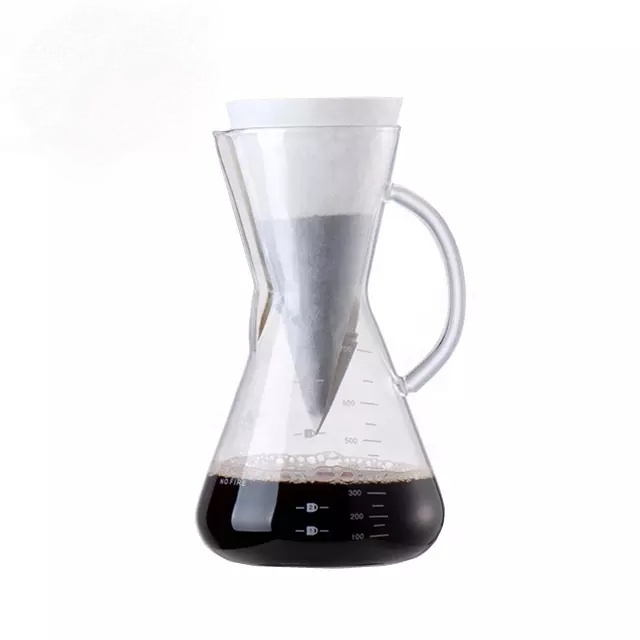 Pour Over Coffee Maker Borosilicate Glass Carafe with Stainless Steel 18/8 Paperless Coffee Dripper Coffee Pot