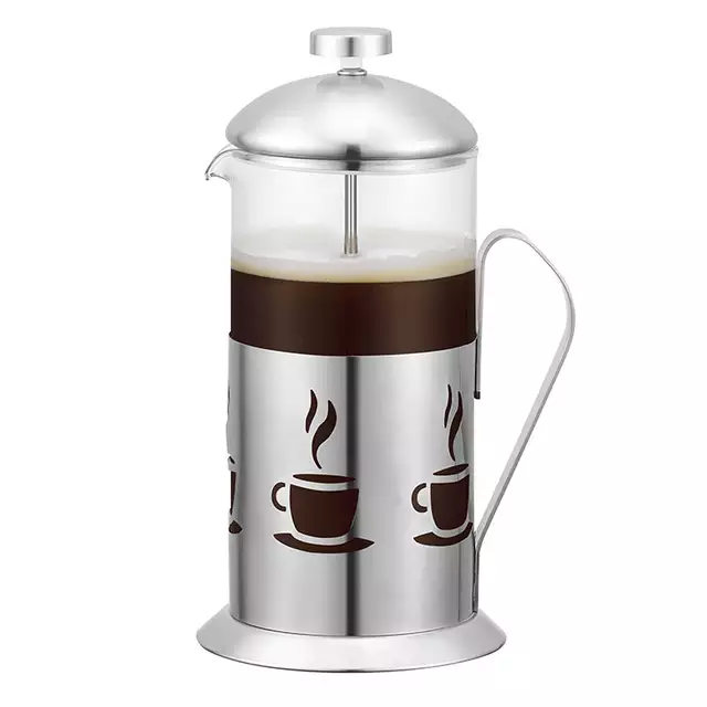 Factory classic S/S 304 Coffee Plunger with lid french press coffee and tea maker Portable Borosilicate Glss coffee presss