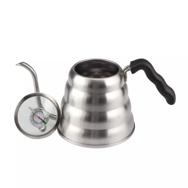 Food Grade Stainless Steel Water Kettle 1.2L Pour Over Gooseneck Coffee Kettle With Thermometer