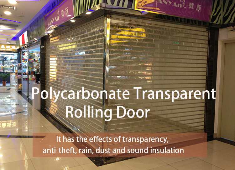 Transparent PVC Shop Front Roller Shutter Rolling Door with Clear View Best for Display