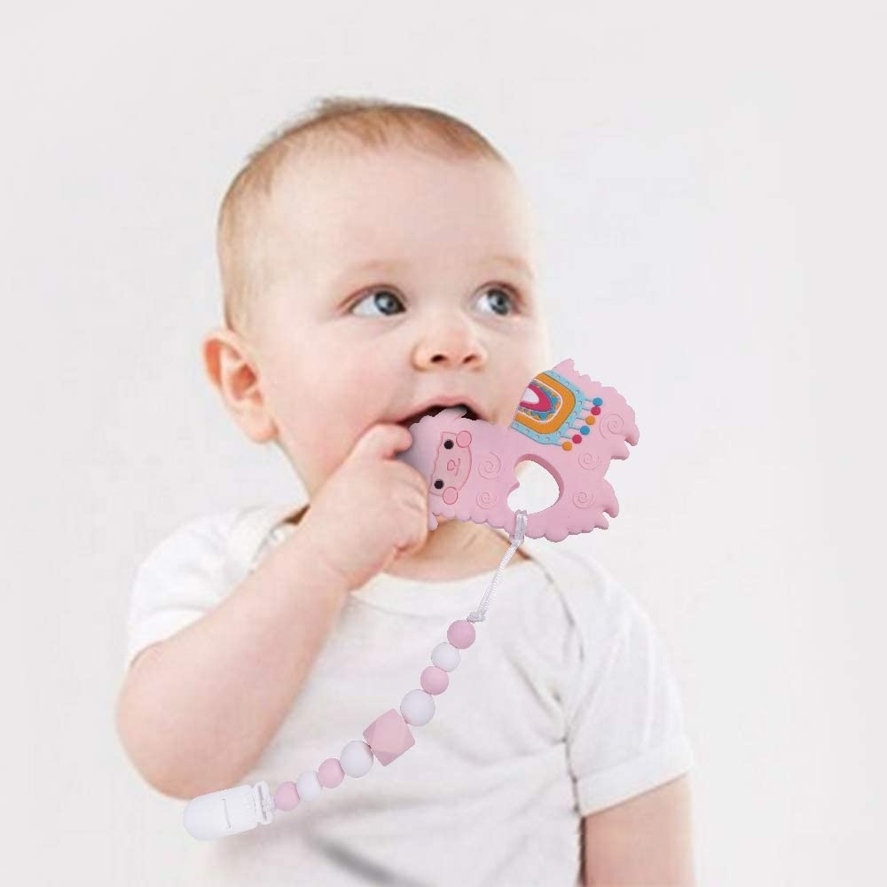 Hot Sale BPA Free Cartoon Teething Rod Kids Nursing Cute Animal Baby Chew Silicone Teether Toy