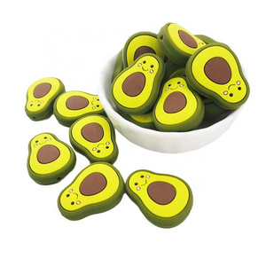 Promotion BPA Free DIY Pacifier Chain Keychain Pen Gifts Avocado Charms Focal Silicone Bead Wholesale