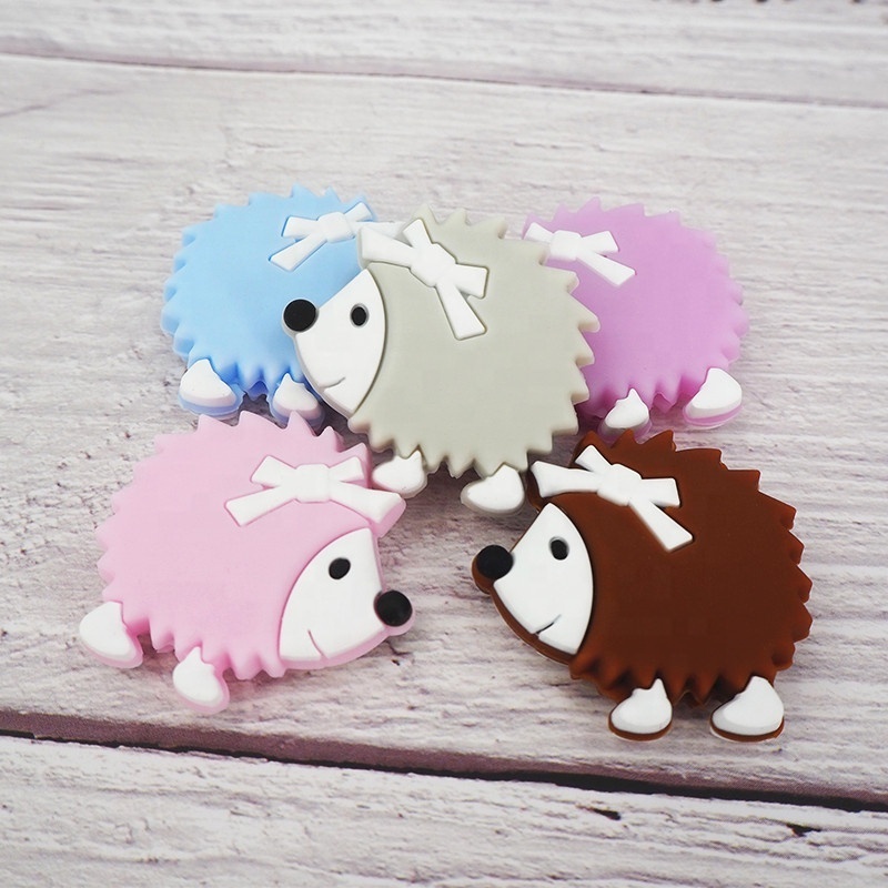 New Discount Eco Friendly Teething Soothing Toys Baby Gift Cute Hedgehog Shape Silicone Bead Pacifier Clip