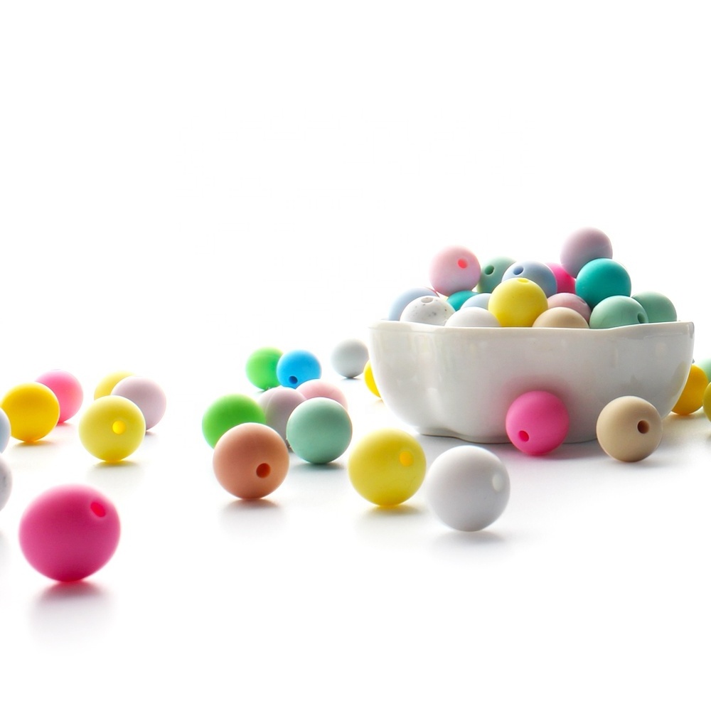 Custom 15mm Bpa Free Food Grade Baby Soft Round Silicone Character Bead For Beadable Pens