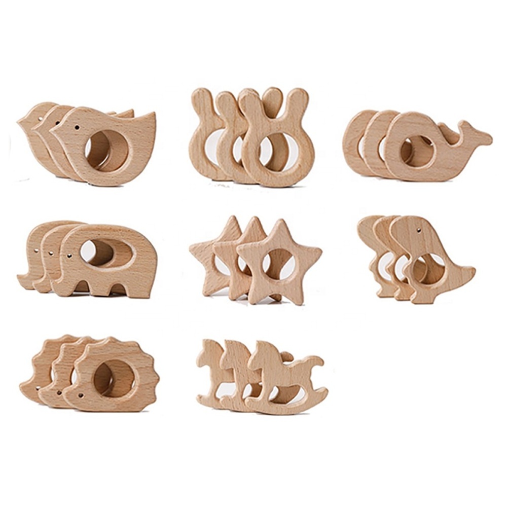 Wholesale Baby Molar Rod Toys Wood Necklace Pendant Chew Natural Beech Heart Shape Customize Wooden Teether