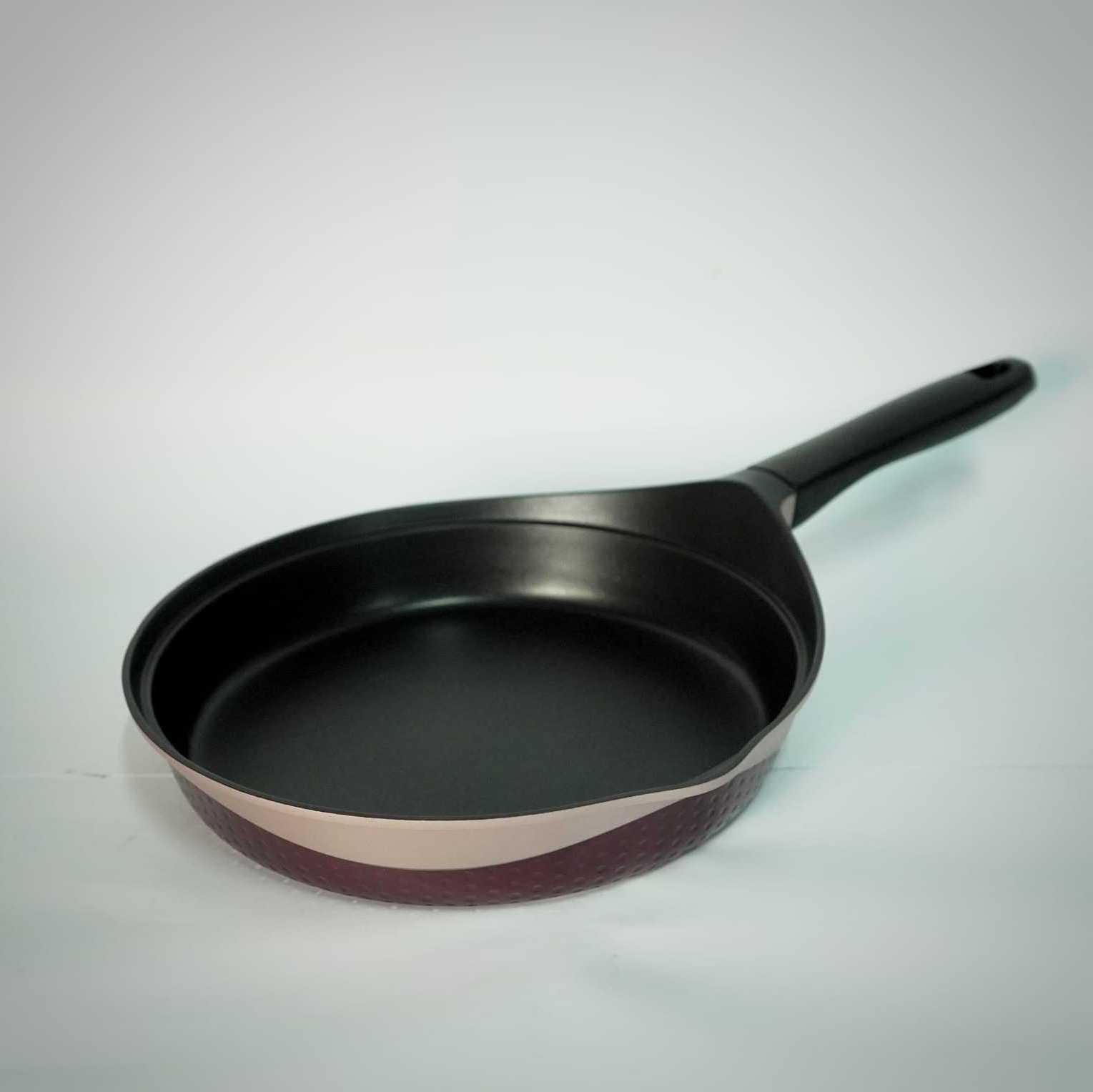 Modern 24cm Metal Aluminum Alloy Fry Pan Non-Sticky Black Heating Light Cooking Pan & Skillets