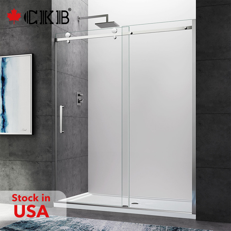 CKB Wholesale Bathroom Stainless Steel Shower Room Sliding Frameless Tempered Glass Shower Door