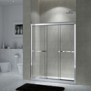 Luxury Frameless Gold aluminum hardware Bypass Shower Glass Sliding Door