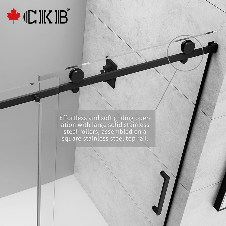 CKB Wholesale Bathroom Stainless Steel Shower Room Sliding Frameless Tempered Glass Shower Door