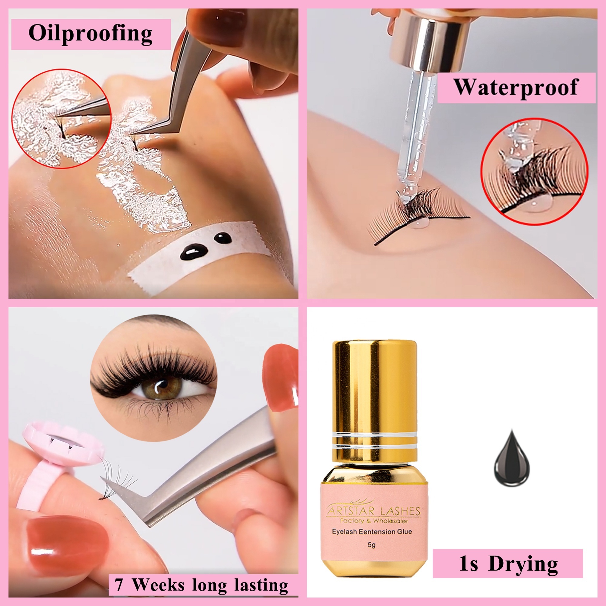 Extra Strong Professional Lash Glue for Eyelashes 0.5-1 Sec Drying time Retention  7 Weeks