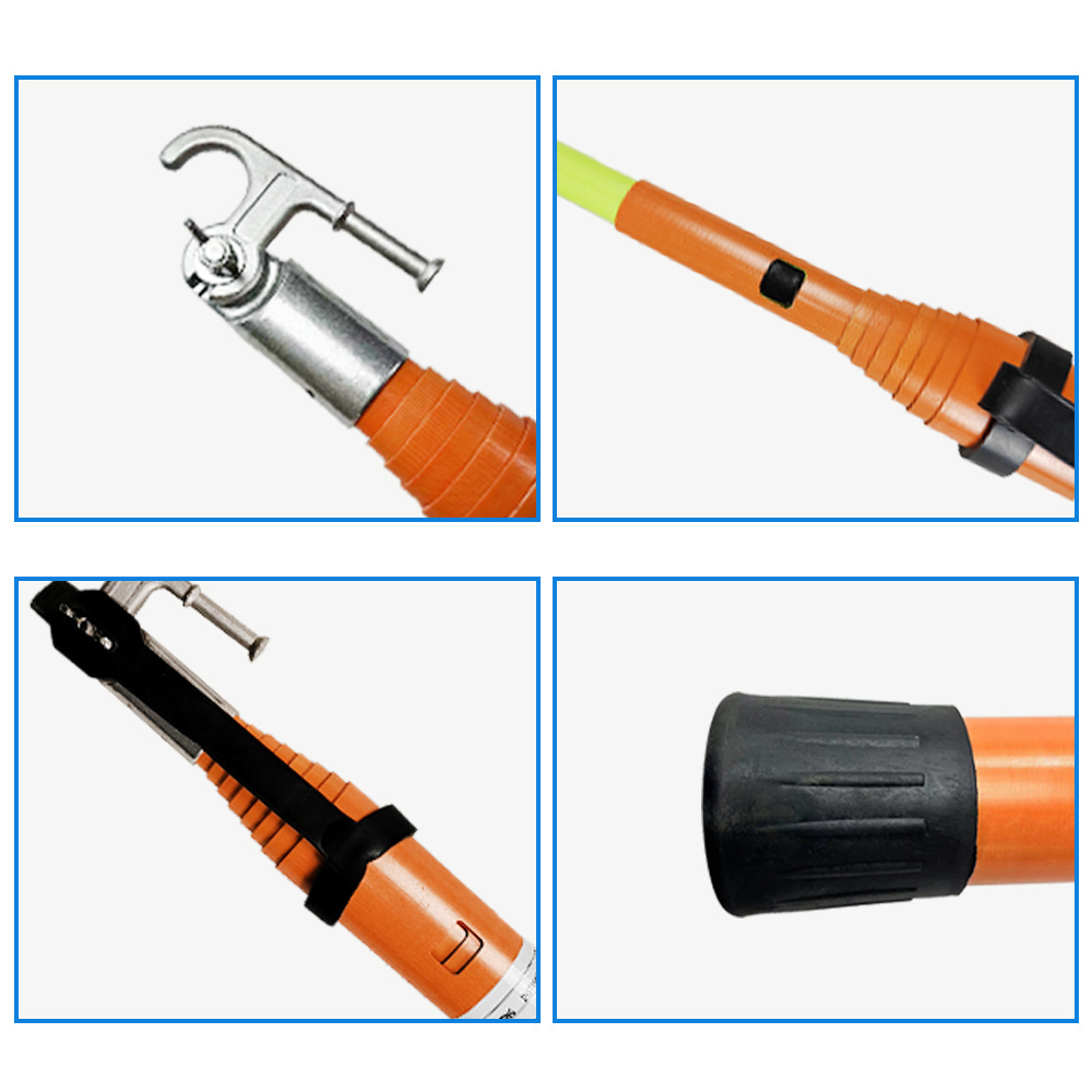 Orange 35ft Triangle Hot Stick Telescopic for Cutout Fuse Surge Arrester Hv Telescopic Insulation Operating Rod