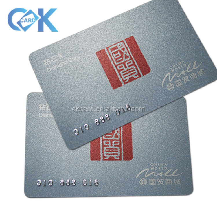 Gold/Silver printing embossed number pvc plastic cards with logo printed with best price.