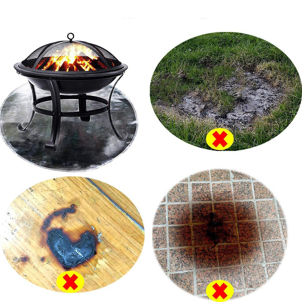 24 - 36 Inch Grill Mat Outdoor Barbecue Pad Fire Pit Heat Insulation Open-Air Balcony Wood Floor Fire Resistance BBQ Mats