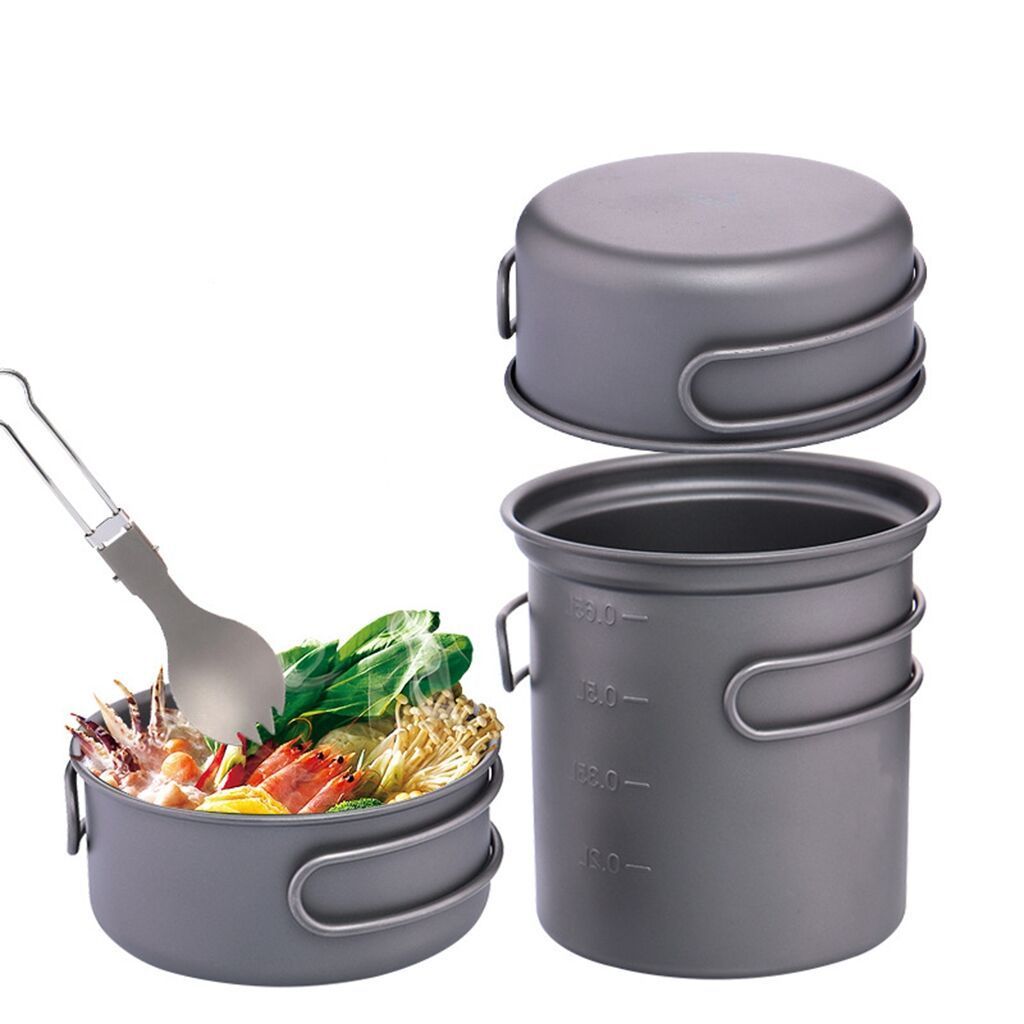 Pure Titanium Products Camping Pots Lightweight Portable Hiking Outdoor Cookware Camping Pot Set