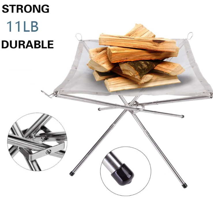 Outdoor Campfire Furnace BBQ Grills Shelf Stainless Steel Incinerator Folding Firewood Bracket Grid Carbon Heating Grill Bracket