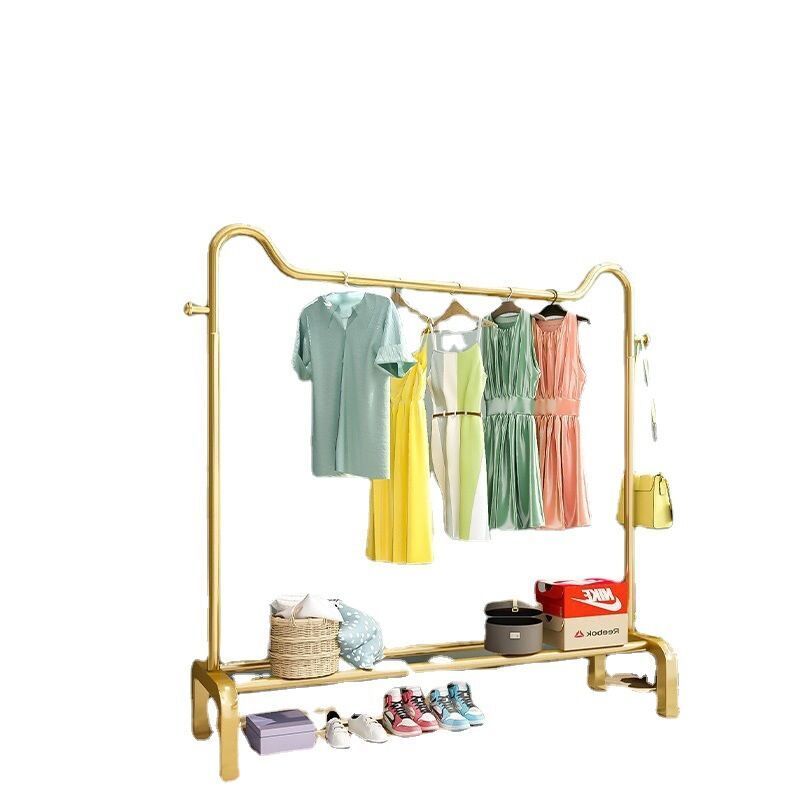 Simple Clothes Drying Rack Floor-to-ceiling Folding Bedroom Home Shelf Balcony To Store Cool Clothes Single-rod Hanger