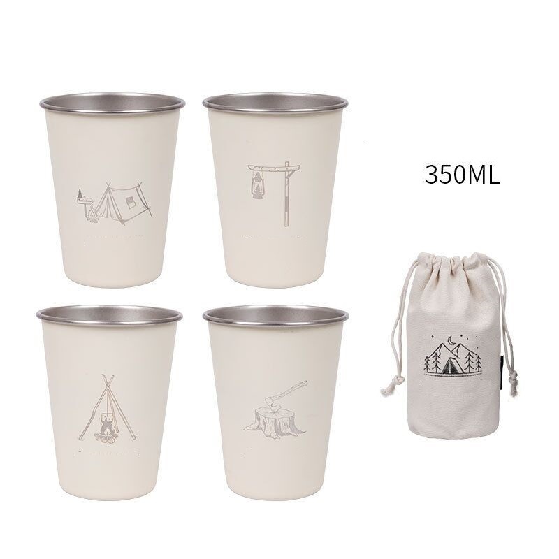 Outdoor Cup Set Camping Coffee 304 Stainless Steel Water Cup Camping Drinking Water Cup Beer Mug 350ml