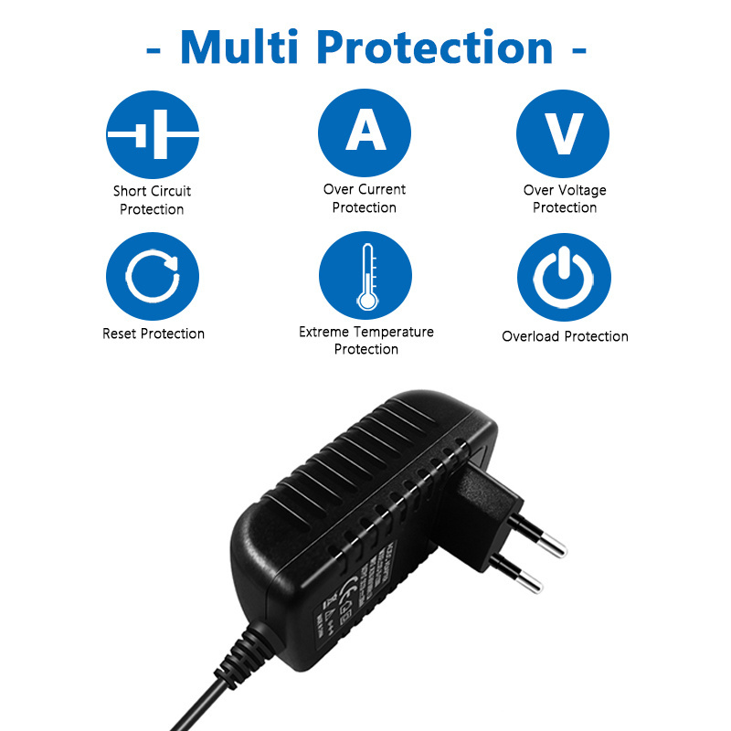 9V 2A 18W EU European wall mounted charger plug in 50/60Hz 220 volt 1m 1.2m 1.5m AC/DC power adapter