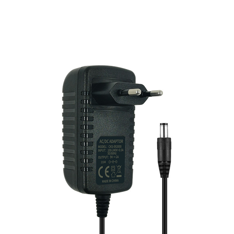 9V 2A 18W EU European wall mounted charger plug in 50/60Hz 220 volt 1m 1.2m 1.5m AC/DC power adapter