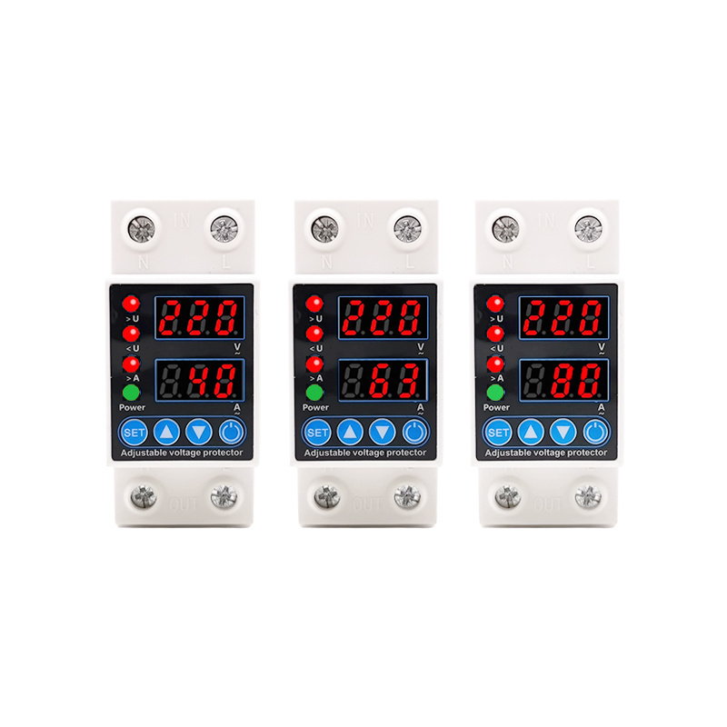 AVP 2P 4P Single phase 40A 63A 80A Ac DC Over Under Voltage Protector Adjustable THREE PHASEVOLTAGE & CURRENT PROTECTOR 100A