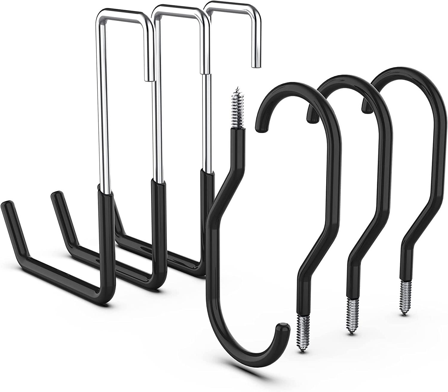 7 Pack Garge Hooks Heavy Duty with Large S Hooks and Garage Bike Hooks, Garage Storage Organization and Tool Hangers for Power