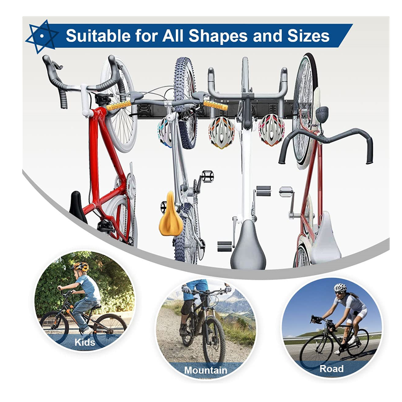 Bike Storage Rack, 6 Bike Rack Wall Mount Home and Garage Organizer, Vertical Bicycles Hanger Hooks for Indoor Space Saving