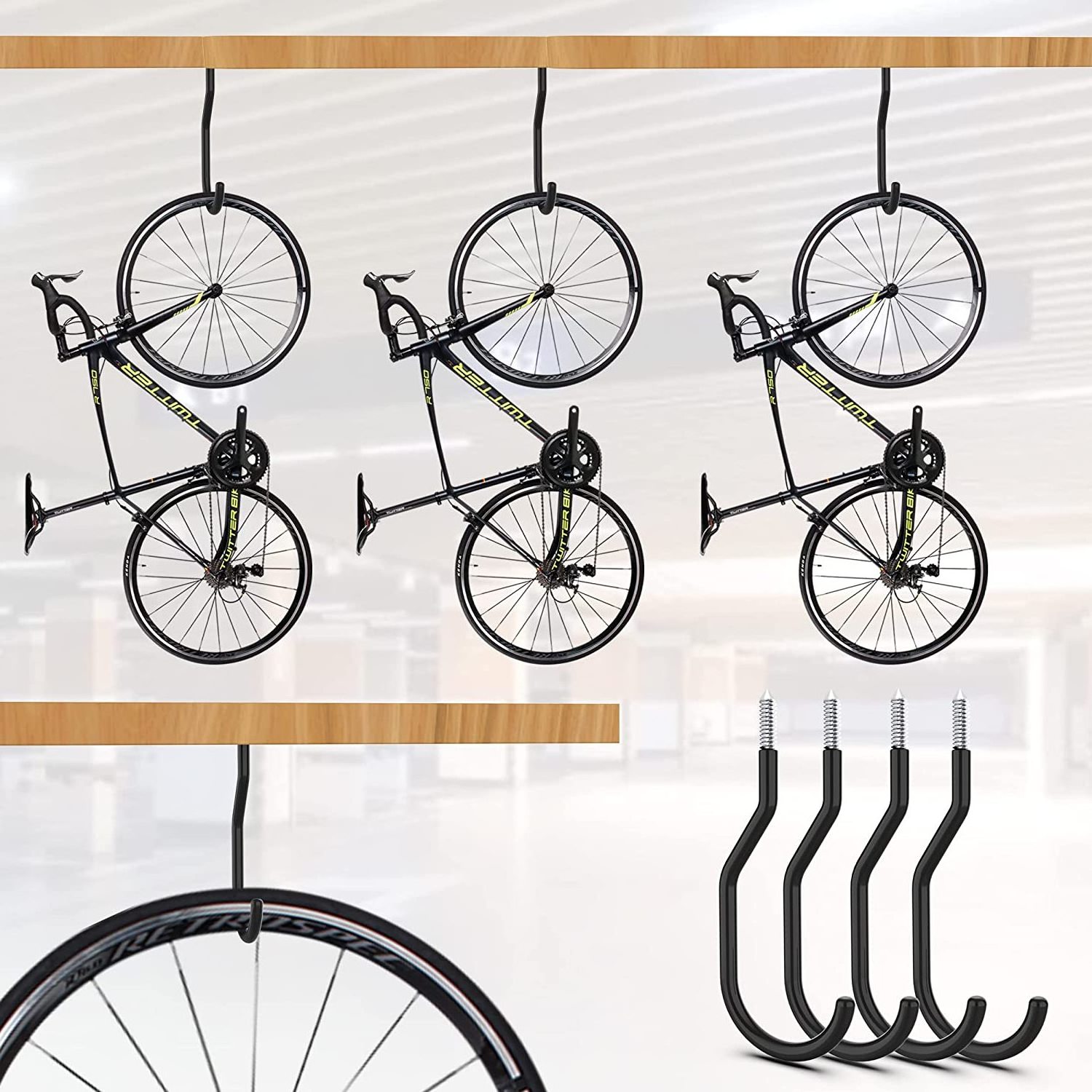 7 Pack Garge Hooks Heavy Duty with Large S Hooks and Garage Bike Hooks, Garage Storage Organization and Tool Hangers for Power