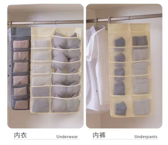 Dual Sided Wall Shelf Wardrobe Storage Bags Hanging Organizer with Mesh Pockets Hanging Organizer with Space Storage