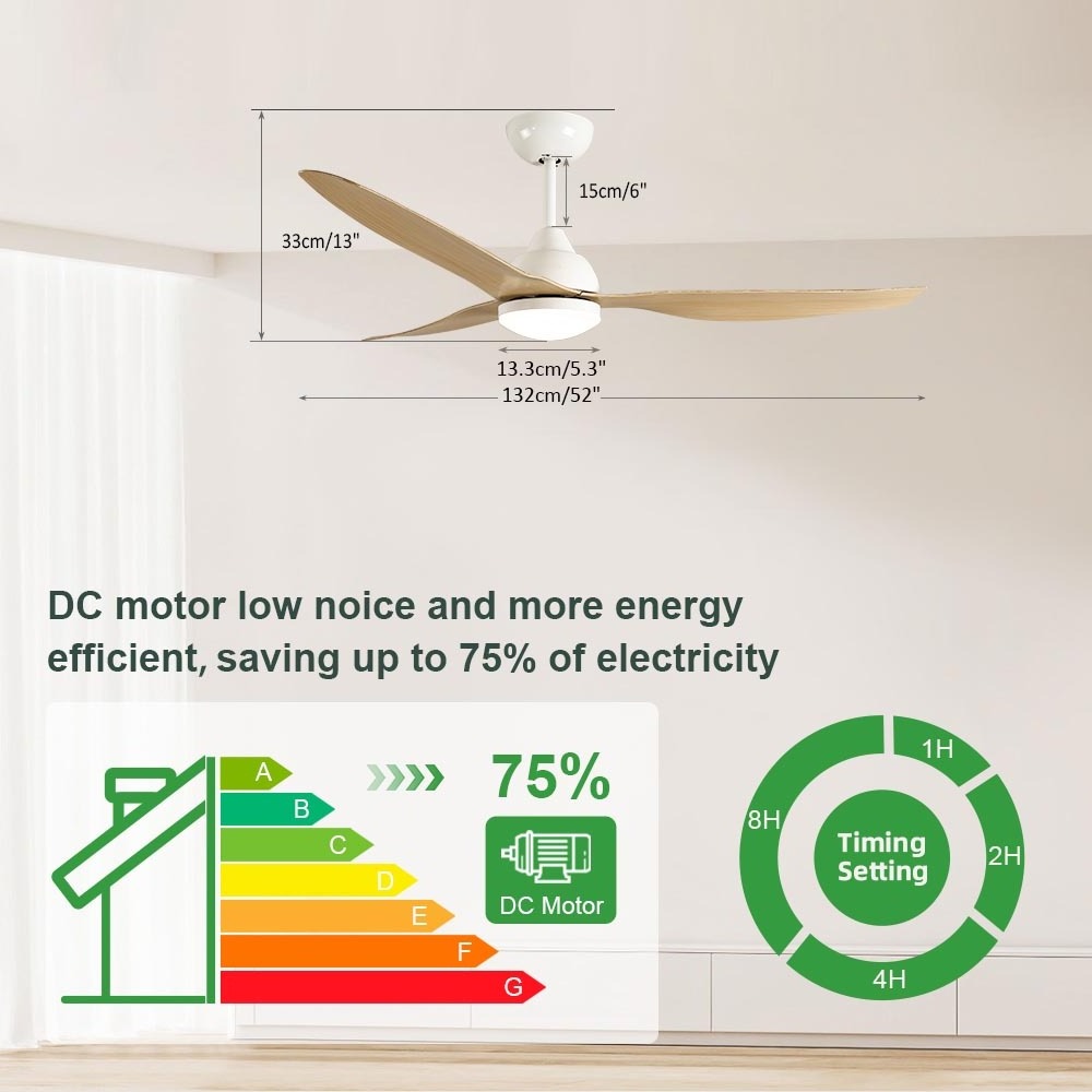 Strong Wind Silent Low Profile Restaurant Smart Dc Ceiling Led Fan Ceiling Fan With Light Remote Control