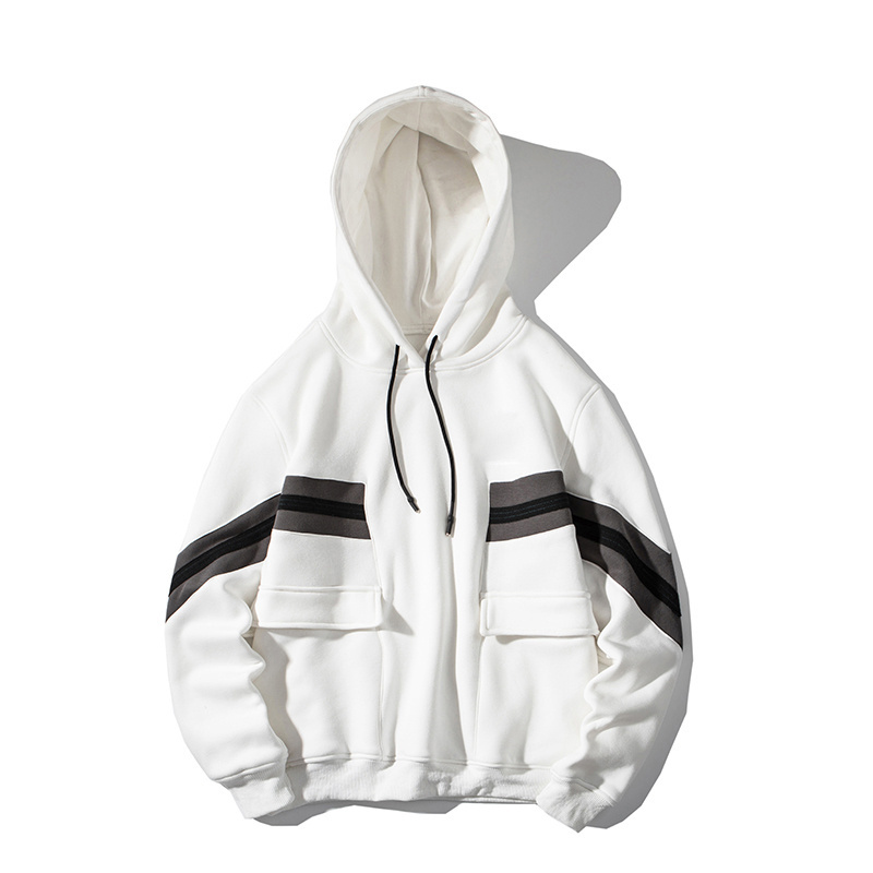 High Quality Design Black White Draw String Hoodies Custom Embroidered Hoodie