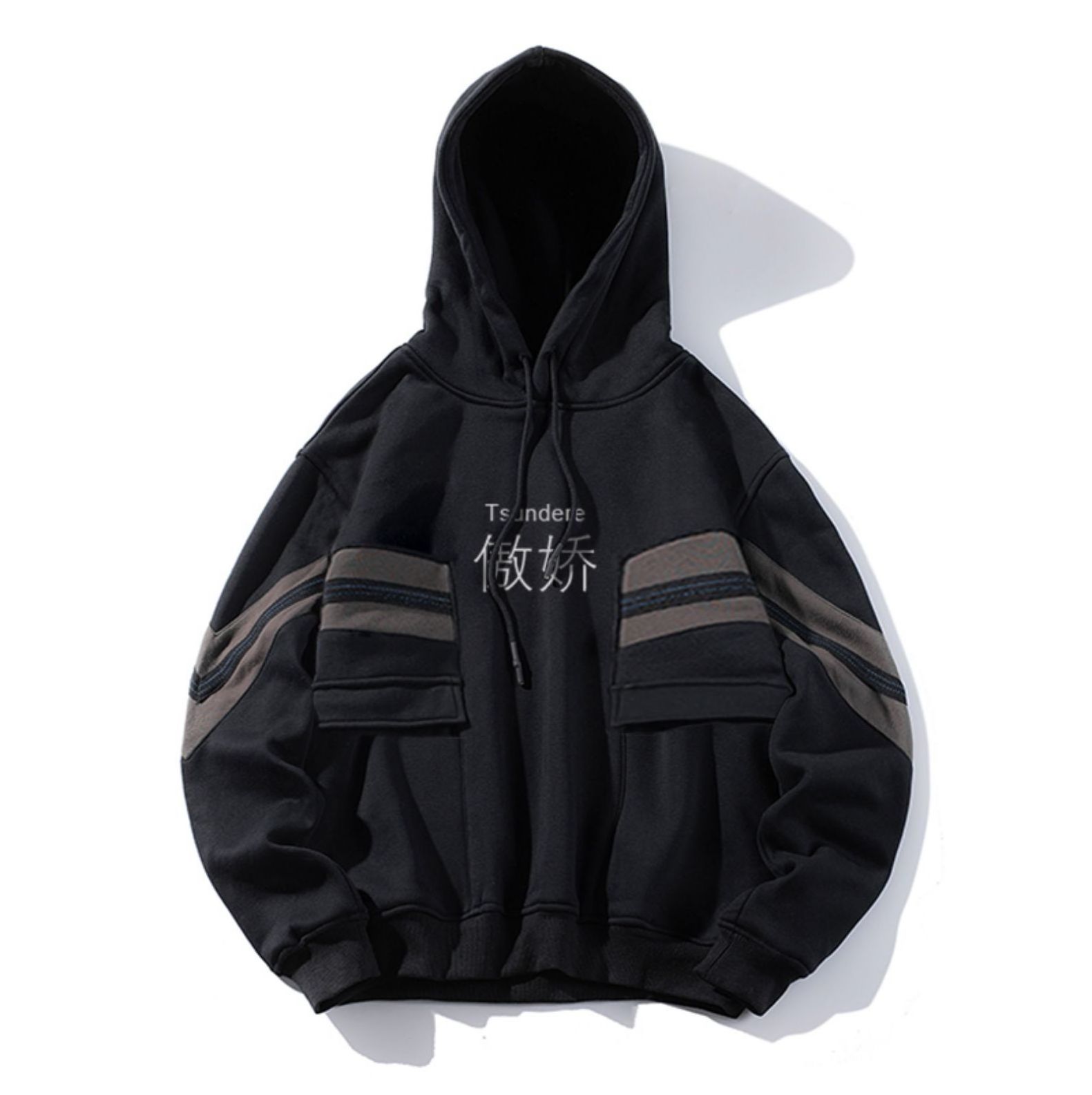 High Quality Design Black White Draw String Hoodies Custom Embroidered Hoodie