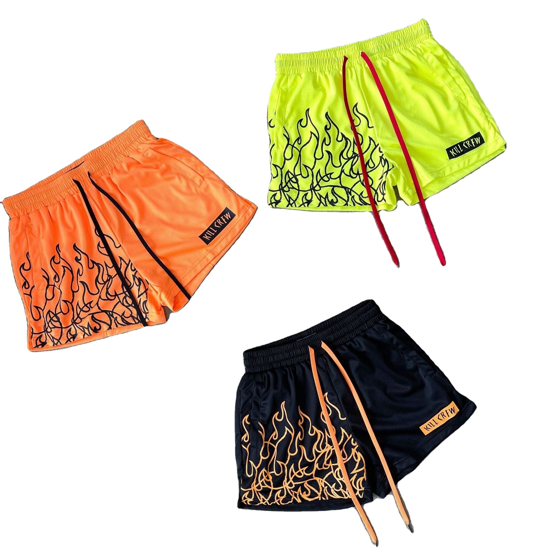 Custom Drawstring Men Retro Street Style Shorts de hombre Basketball Shiny Basketball Shorts Sets