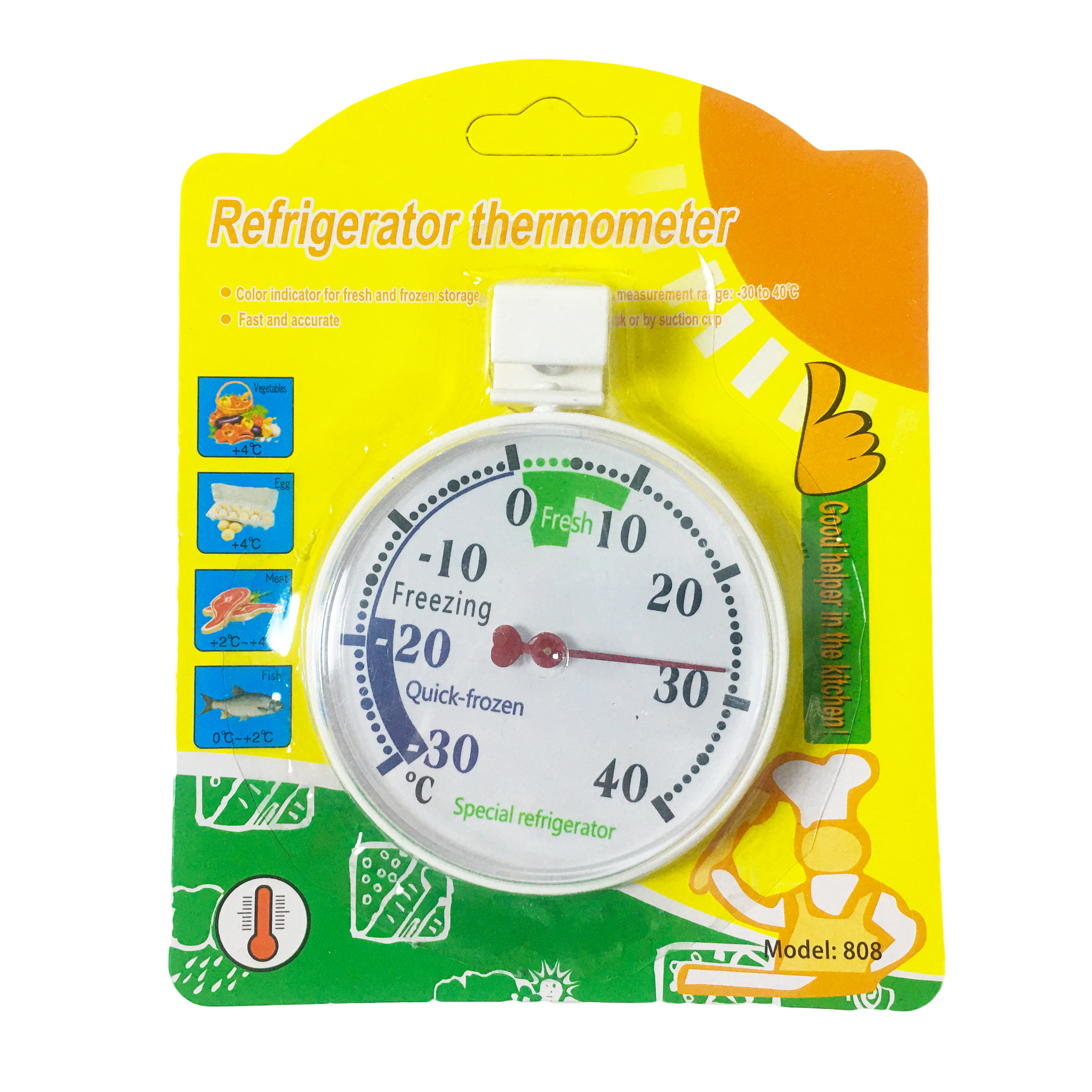 Hot Selling Wholesale Household Fridge Thermometer Plastics Pointer Type Cold Refrigerator Freezer Thermometer With Suction Cup