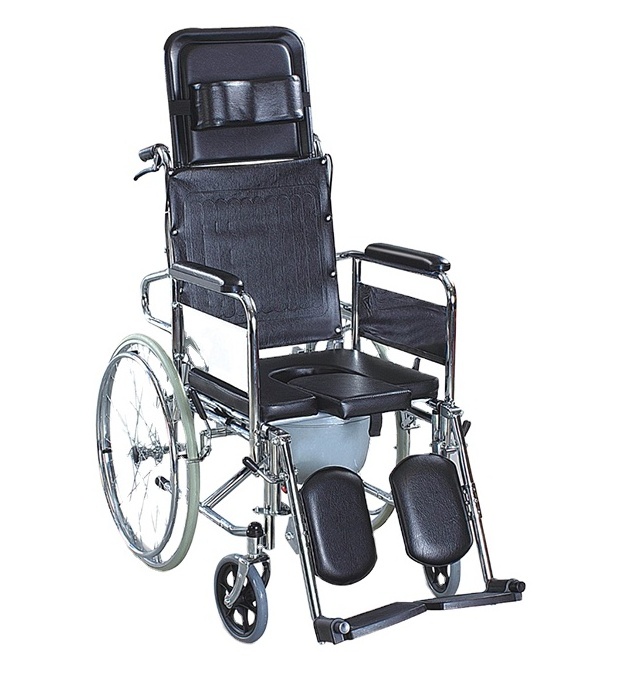 New Design Hospital Medical Stainless Steel Folding Commode Toilet Wheel Chair