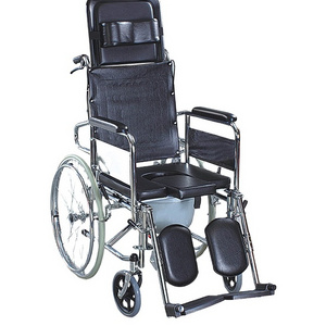 New Design Hospital Medical Stainless Steel Folding Commode Toilet Wheel Chair